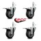 Service Caster 4'' Thermo Rubber Swivel 7/16'' Stem Caster Set with Total Lock Brake, 4PK SCC-GRTTL20S414-TPRB-716138-4 - alternate 2